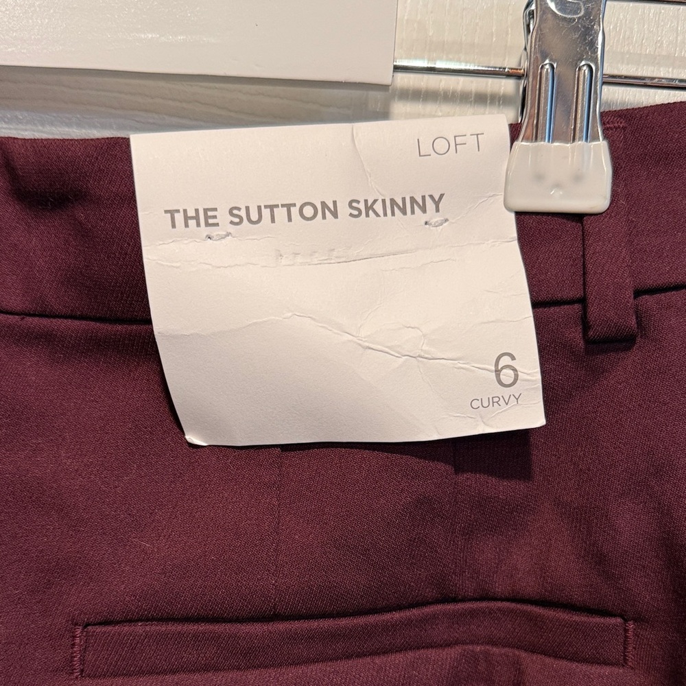 LOFT Maroon Curvy Skinny Pants